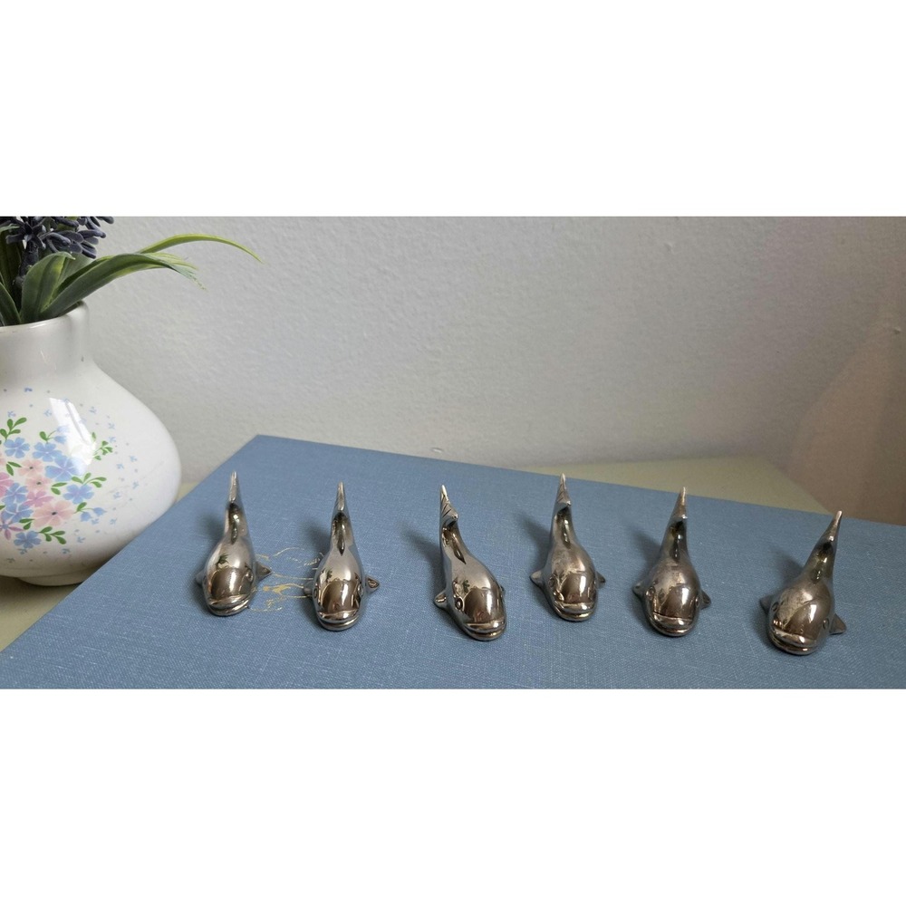 Set of 6 Elegance Silver Plated Whale Knife Rests Nautical Table Decor